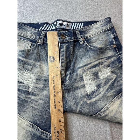 RGSTR Jeans Mens 31x30 Blue Distressed Repair Patch Slim Skinny Stretch Denim - Picture 13 of 16